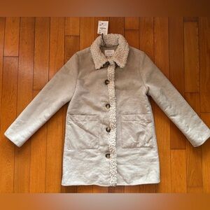 Zara Light Tan Shearling Coat for girls